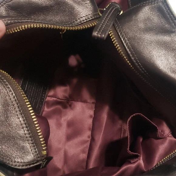 Coach Mia Op Art Lurex Brown Sateen Leather Trim Gold Hardware 15758 w/Dust Bag - Picture 6 of 8